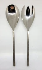 Stainless Steel SALAD SERVER SET Rustic Textured Handle 11.5"