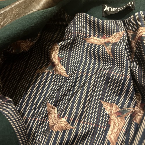 Vintage: Jofeld Damen 80% Wollmischung Mid Trenchcoat grün/Lederkragen, Größe ? - Bild 5 von 11