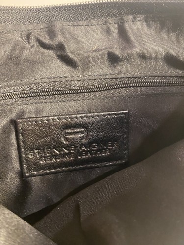 Vintage Etienne Aigner Black Leather Shoulder Bag Faux Snake Skin Texture Purse - Picture 10 of 14