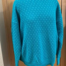 80's Vintage Boundary Waters 100% Cotton Knit Sweater with hearts- XL