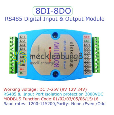 NEW 8DI-8DO Digital Input and Output Module Optocoupler Isolated RS485 MODBUS