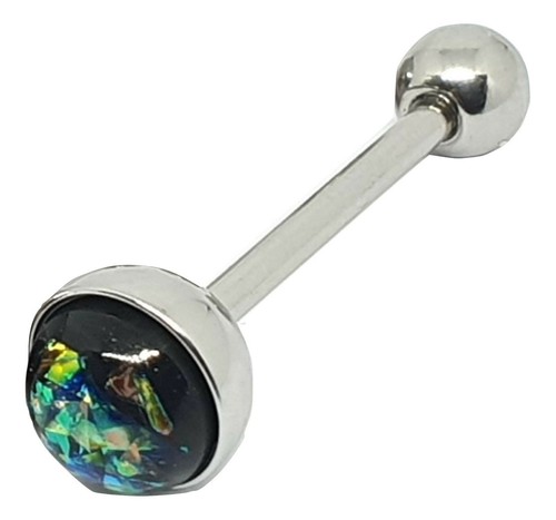Barra de lengua de ópalo cristal verde 14 g (1,6 mm) 316L acero 16 mm barra c... - Imagen 3 de 7
