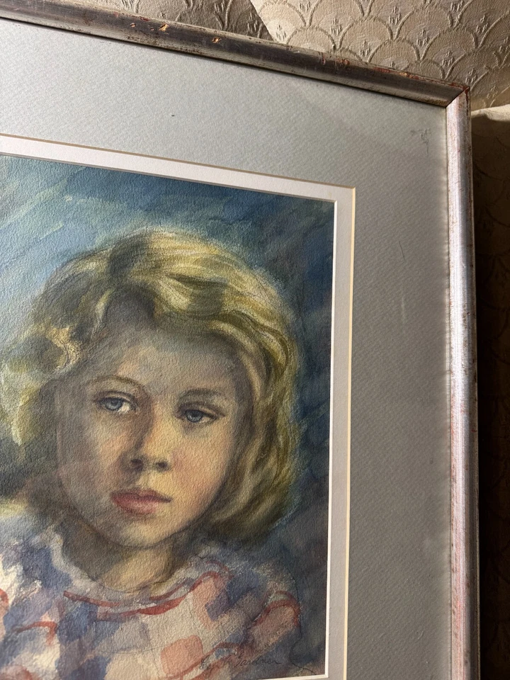 Pintura Acuarela "Infancia" Cyril Gardner (1907 - 2003) - Firmada y Enmarcada Foto 3 de 4