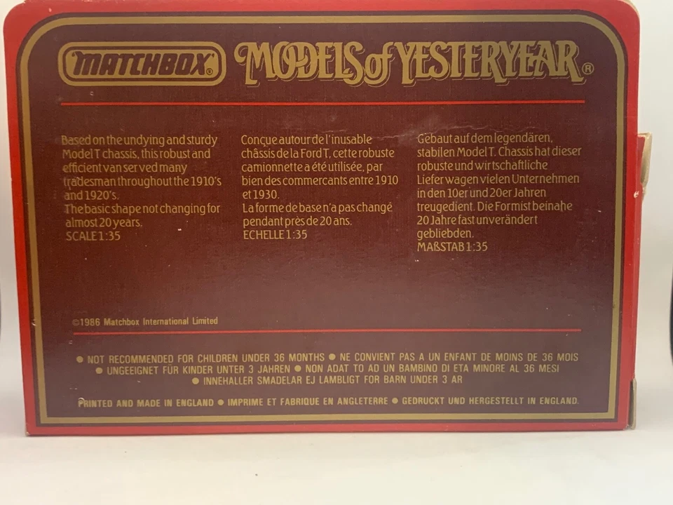Matchbox Yesteryear  Y-12 1912 Ford Model 'T'  Van (England) - Image 2 of 2