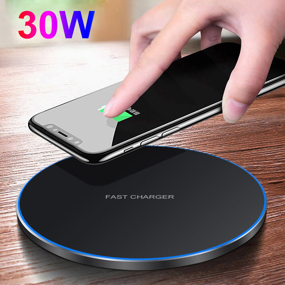 30W Qi Wireless Charger Fast Charging Pad Mat For iPhone 13 13Pro 12 11Pro XS 8
