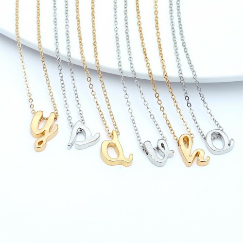 Silver Rose Gold Initial Alphabet Letter Women Ladies Friendship Chain Necklace - Picture 5 of 9