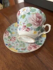 Duchess Chelsea Garden Blue Cup & Saucer, England Bone China Chintz