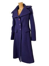 Rinascimento Womens Coat Med Purple Midi Wide Collar Peplum Dress Italy Solid