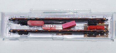 QUAX. N Scale. 2 x 89'4'' Flat Cars for Damaged Car Carriage. Weathered. MTL. New