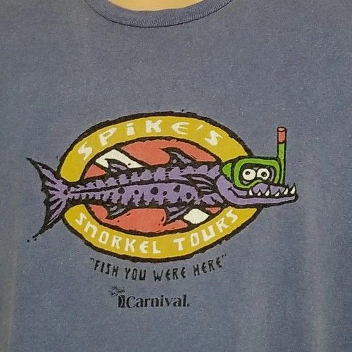Carnival Cruise Line Spike's Snorkel Tours Distressed T Shirt XL Short Sleeve - Picture 4 of 24