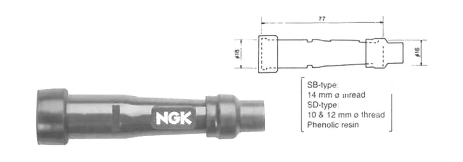 Capuchon de bougie NGK SD05F noir coudé 90 degrés pour moto