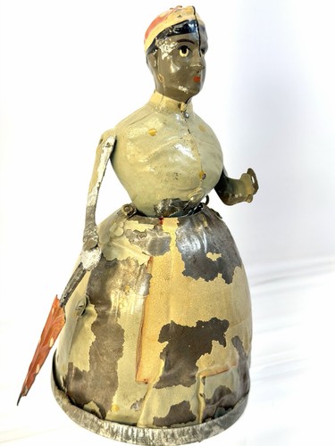 Antique Gunthermann Black Americana Woman Umbrella Tin Wind Up Toy c.1900'sREAD!
