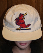 Vintage 80s St Louis Cardinals White Snapback Hat Bird At Bat Logo RARE HTF