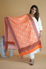 Beautiful Orange Women's Kashmiri Wrap Stole Indian Pashmina Warm Large Shawl