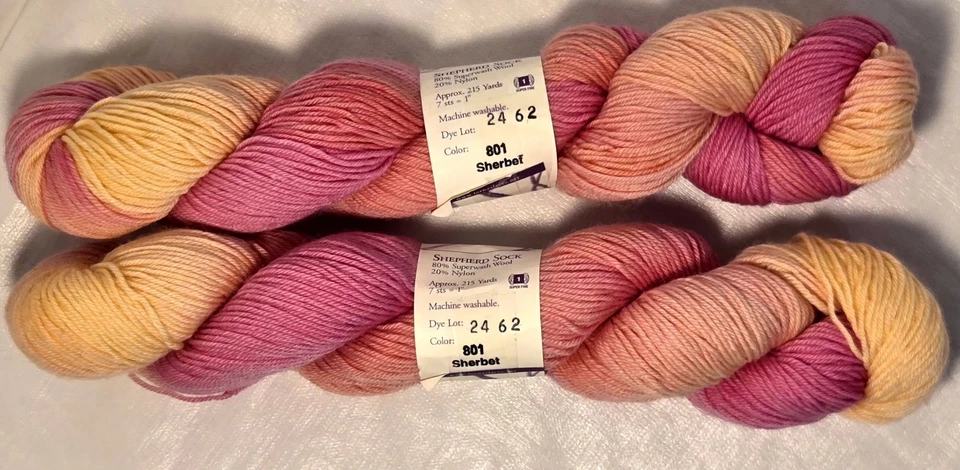 Lorna's Laces Shepherd Sock Yarn NEW 2 Skein Bundle RARE "Sherbet" Colorway 801  - Image 3 of 4