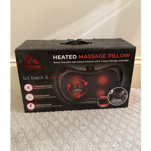 RBX Heated Kneading Massage Pillow, Black/Red, Corded Electric 