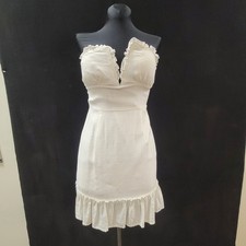 Fashion Nova Coquette Dress Size S Milkmaid Country Cowgirl Linen White Summer