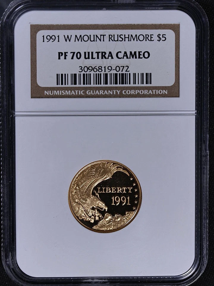 1991-W Mount Rushmore Commemorative Gold $5 NGC PF70 Ultra Cameo - STOCK - Image 3 of 4