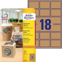 Avery Zweckform L7110-25 Kraftpapier Etiketten 62X42Mm A4 450 Stk. Recycling