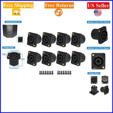 8 Pack Black 4-Pin Speakon Connector Jack for Speaker Cables