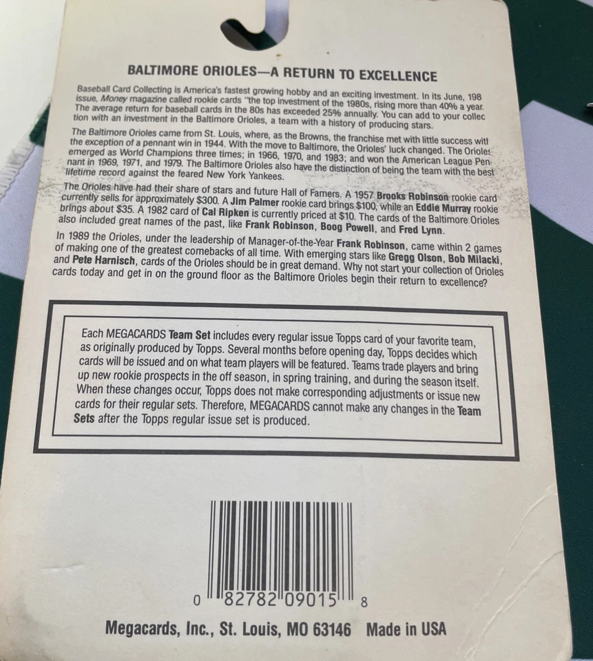 Juego de perchas selladas de fábrica Topps Orioles Team 1990 Foto 4 de 4