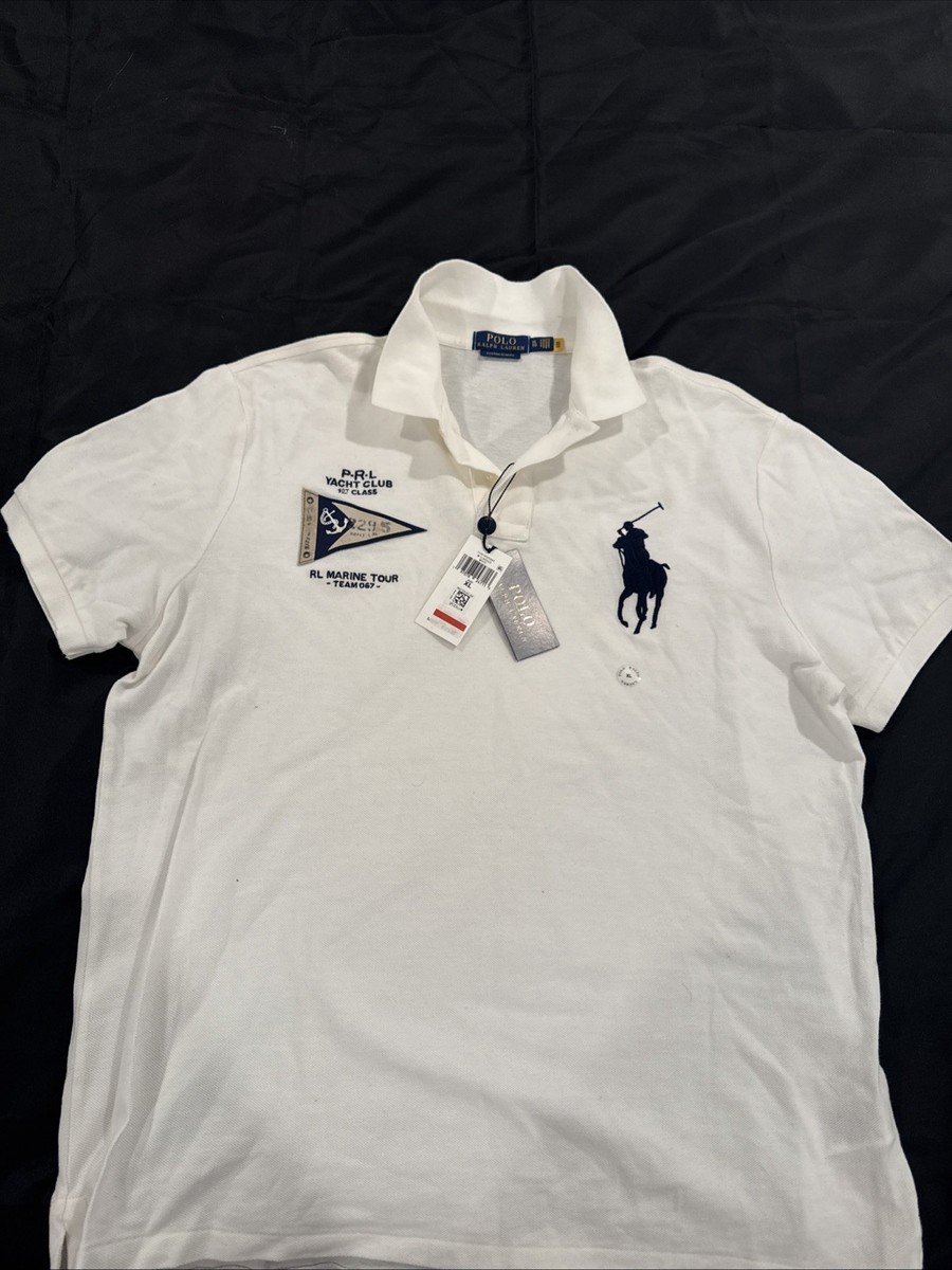 Ralph Lauren White Polo Shirt With Big Pony And Nautical Graphics