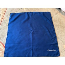 Vintage Christian Dior All Silk Pocket Square Scarf Blue 21" Paris New York