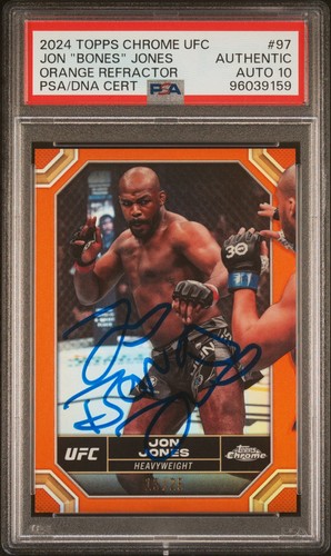 Jon “Bones” Jones 2024 Topps Chrome Orange Refractor /25 Auto PSA 10 Autograph