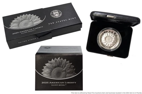 US Mint 2025 American Liberty Silver Medal 1ozt 999 Fine Silver Proof $1 Box COA