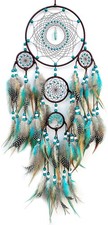 Large Turquoise Dream Catcher Boho Wall Hanging Ornament for Bedroom Decor