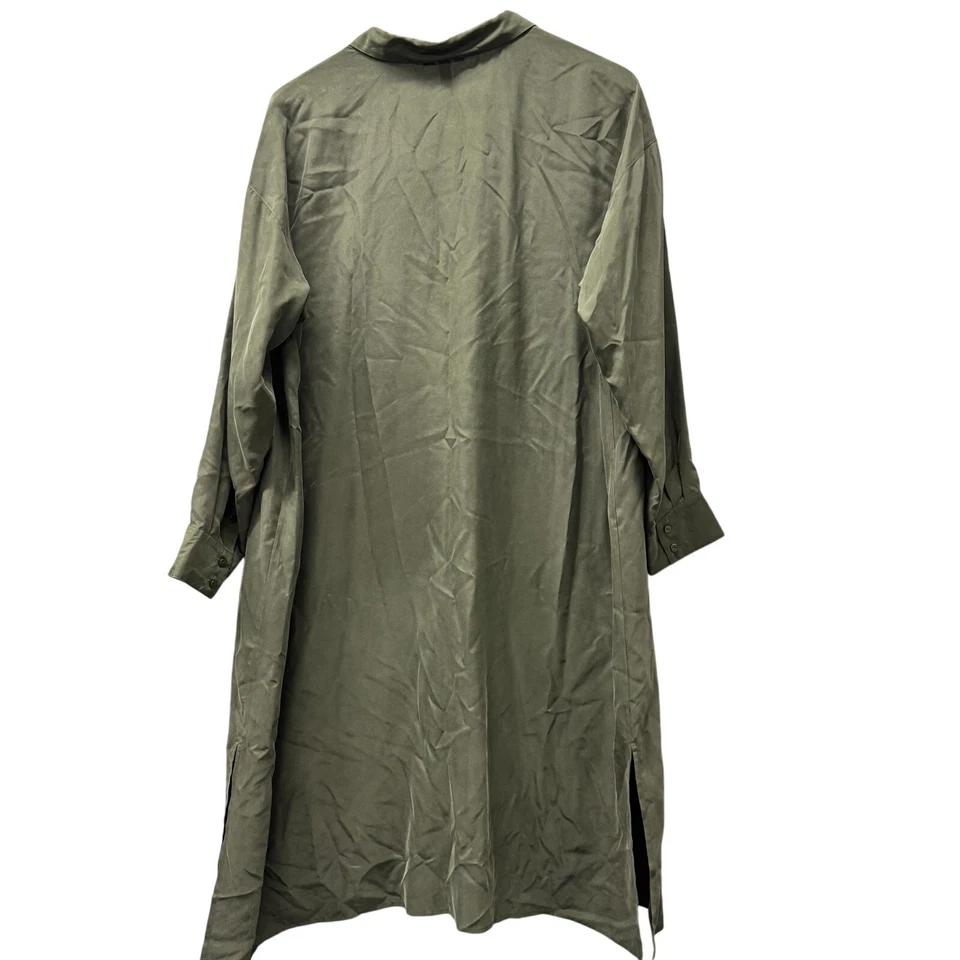 Vestido de seda Eileen Fisher para mujer XL verde con botones midi costero Lagenlook Foto 4 de 4