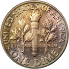 1959 Roosevelt Dime FT/FB- Colorful Toning - Premium GEM BU!