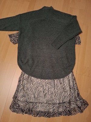 Vera Moda Ensemble KLEID PULLI Gr. S , Kleid grün/weiß gestreift ,Pulli grün