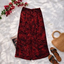 Vintage Carole Little Rayon Maxi Skirt Red Black Bias Satin Germany Fabric 10