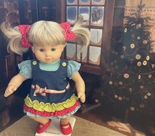 Bitty Baby Twins Blonde Hair Pigtails American Girl Doll w/ Denim Jumper Outfit