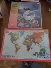 Lot of 2 SEALED 1000 Pc Puzzles FX Schmid MAP +  MAGICAL KINGDOM LOT #4