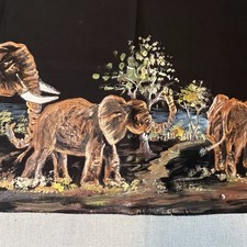 Elephant Tapestry Hand Painted With Fringe 34x16