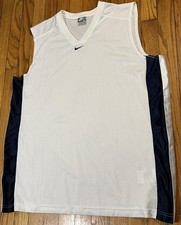 VTG Y2K Nike White Blue Mesh Sleeveless Tank Top Basketball Jersey Shirt Mens XL