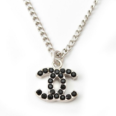 【CHANEL】miniature locket pendant necklace【ランク:A】 CHANEL Necklace Pendant Coco Mark CC Double-Sided Rhinestone