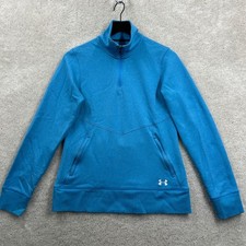 Under Armour Sweater Womens Size Medium Blue Semi Fitted 1/4 Zip Performance
