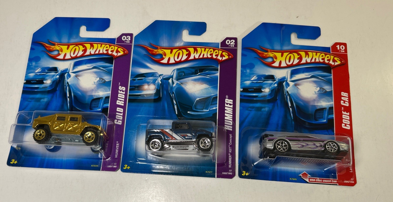 Hot Wheels 2007 Hummer H3T Concept, Humvee, Lotus Esprit Lot of 3