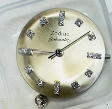 Zodiac Automatic Cal 70-72 Movement with Diamond Marker Dial Works Excellent