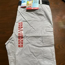 IRON CO STRETCH TWILL MULTI POCKET CARGO SHORT, GRAPHITE, SIZE 34 New