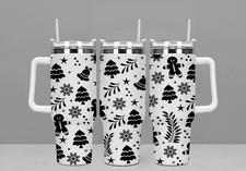 40oz Stanley Style Tumbler – Engraved Gingerbread Christmas Mug w/ Straw UK