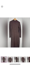 Tahari Long Sleeve Brown Cable Rope Knit Mock Neck sweater Dress fall NWT M