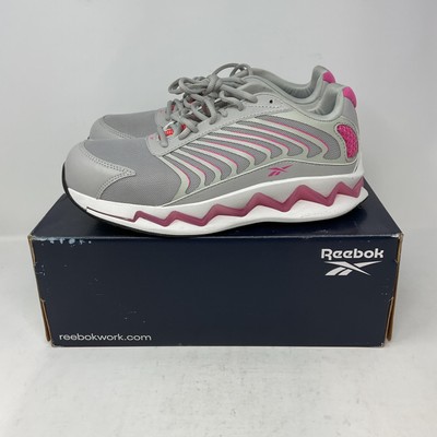 Reebok Zig Elusion Heritage Work Shoes Gray Pink Sneakers Women's Size 8.5W