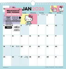 2026 Hello Kitty  Friends Spiral Wall Calendar