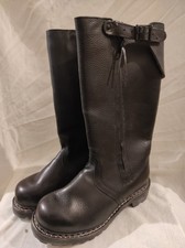 Authentic 1987 German firefighter black leather faux fur lined boots jackboots