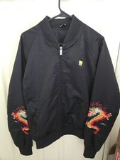 Vintage Far East Tour Okinawa Japan Bomber Jacket Embroidered Dragon Size Large