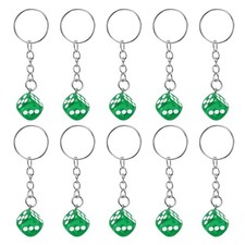 10Pcs Resin Lucky Dice Keychain Charm Keyrings with Pendants, Green
